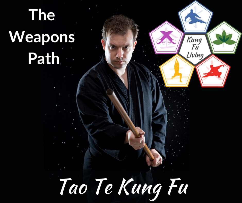 Kung Fu Living weapons path. man with Bo staff weapon