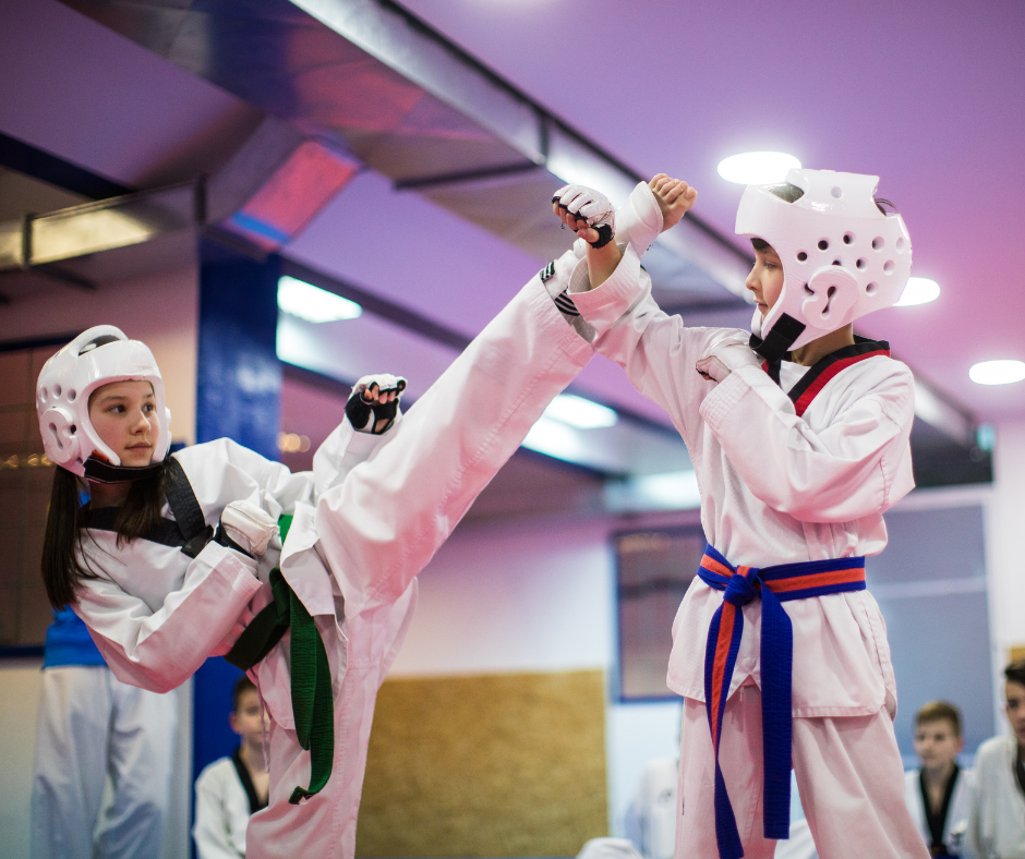 children training martial arts drills